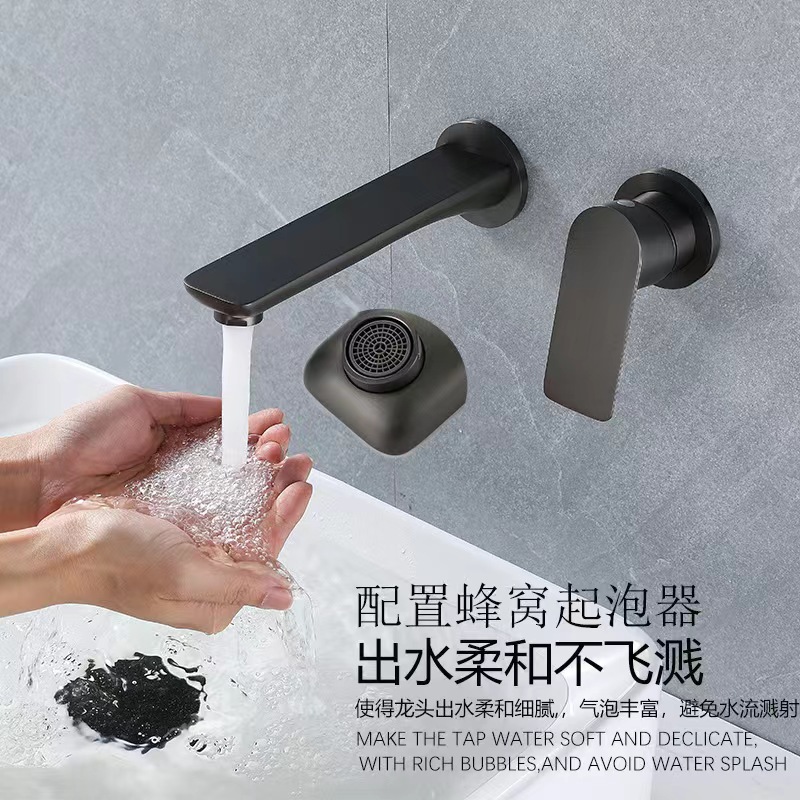 All-Copper Hot-Melt Hotel Project Wall-Mounted Simple Washbasin Faucet with Hot and Cold Water Mixing Valve for Bathroom