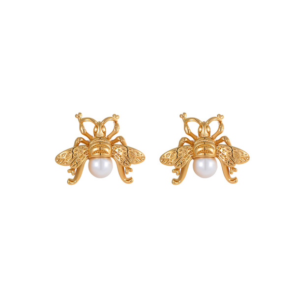 Fashionable design retro earrings pearl stainless steel