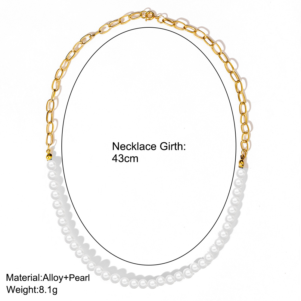 wholesale retro pearl stitching chain necklace nihaojewelry