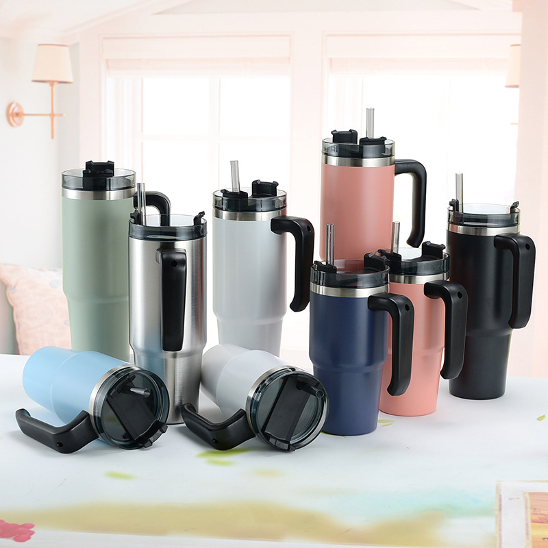 Amazon nuevo 304 taza de vacío Acero inoxidable conveniente coche helado taza de gran capacidad mango café taza de coche