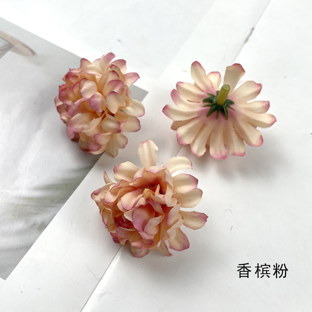 Simulación multicapa hortenida crisantemo cabeza DIY hecha a mano tocado material flor artificial decoración de la sala de bodas diseño de fondo de pared