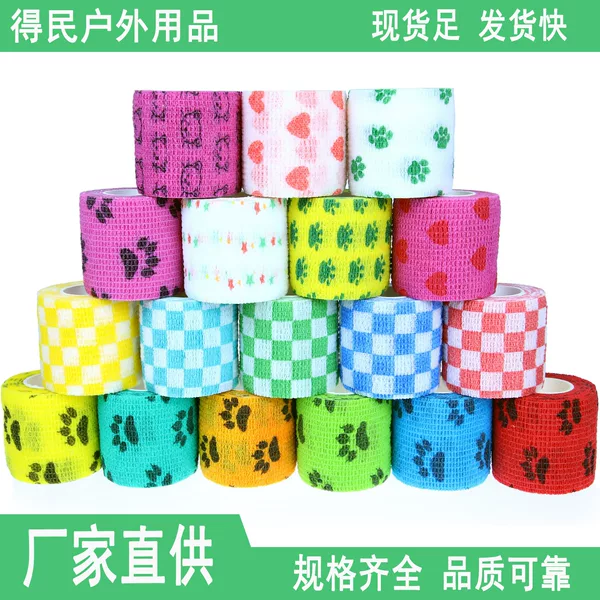 Self-Adhesive Bandage Manufacturer Pet Elastic Bandage Breathable Non-Woven Printed Small Claw Series Finger Protection Elastic Bandage
