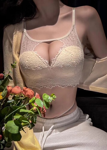 8128 Hot and Sexy Lace Cross-Chest Temptation Pure Desire Bra Small Cup Push-up Bra Adjustable Underwire Bra