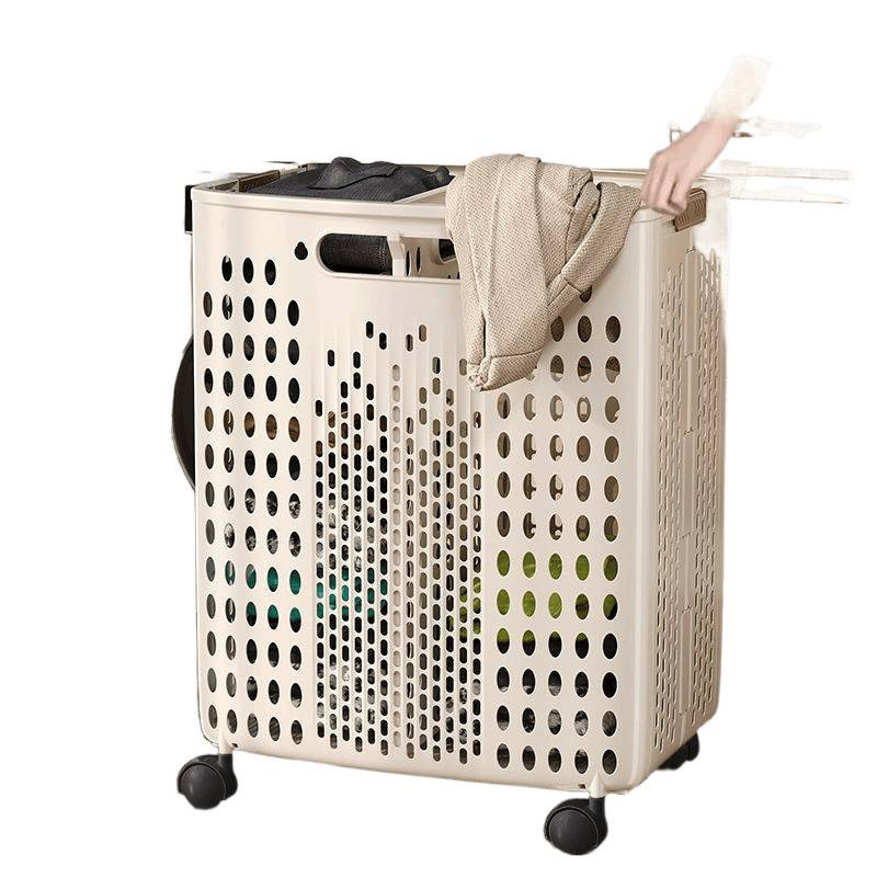 Cesta de ropa sucia doméstica plegable cesto de ropa sucia de baño de gran capacidad con rueda de transporte simple cesto de almacenamiento de ropa sucia