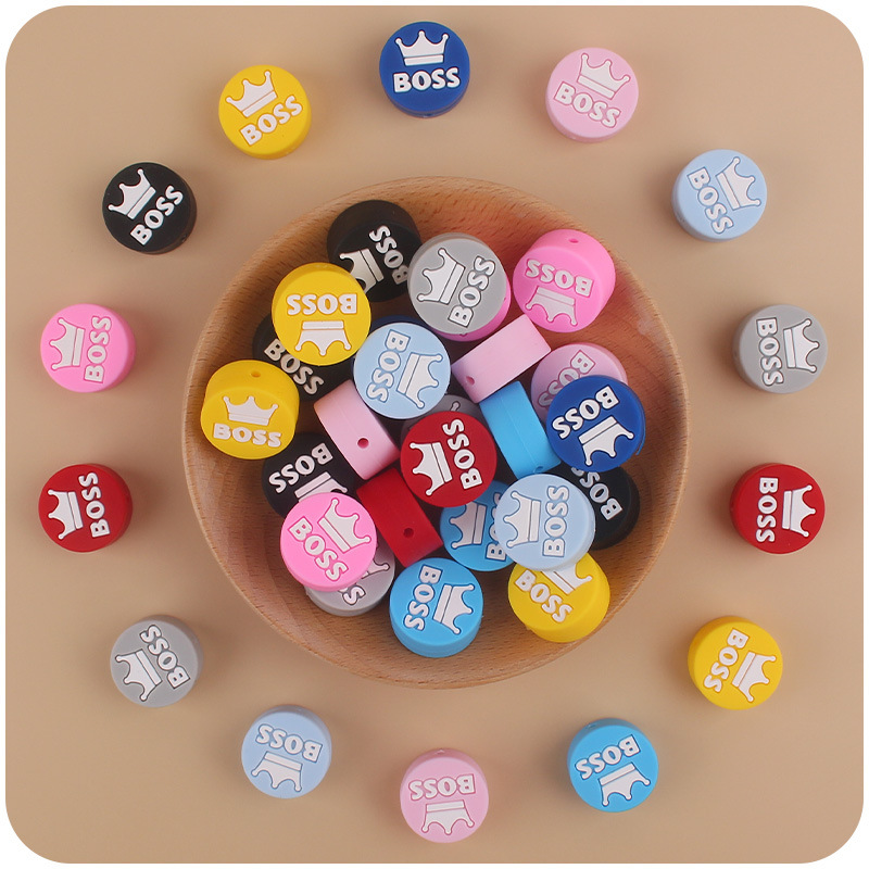 Nuevo bebé suministros dibujos animados BOOS redondo silicona pequeño mordedor DIY bebé molar pezón anti-caída cadena Accesorios