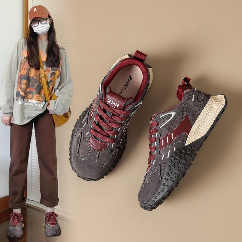 ZHR Brown Retro German Training Shoes Women's Spring New Lightweight Wear-resistant Shoes Soft Breathable Casual Shoes for Women