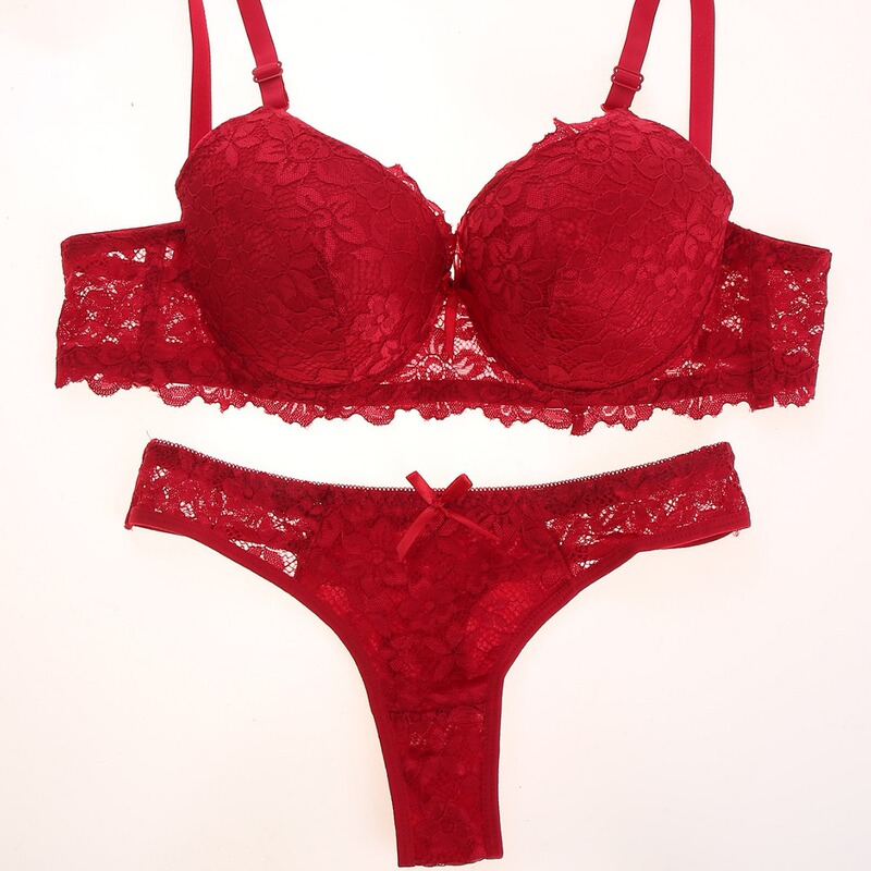 Luxurious and Sexy Women's Lace Bra Set, French Lace Lingerie, Push-Up Style, Comfortable Lace Crochet