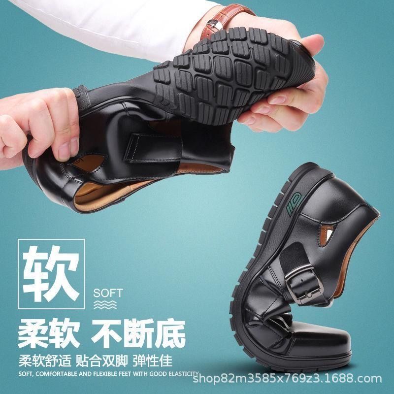 【100% 全牛皮】特価在庫一掃処理ピックアップ漏れ男性靴真皮サンダル夏滑り止めお父さん靴|undefined