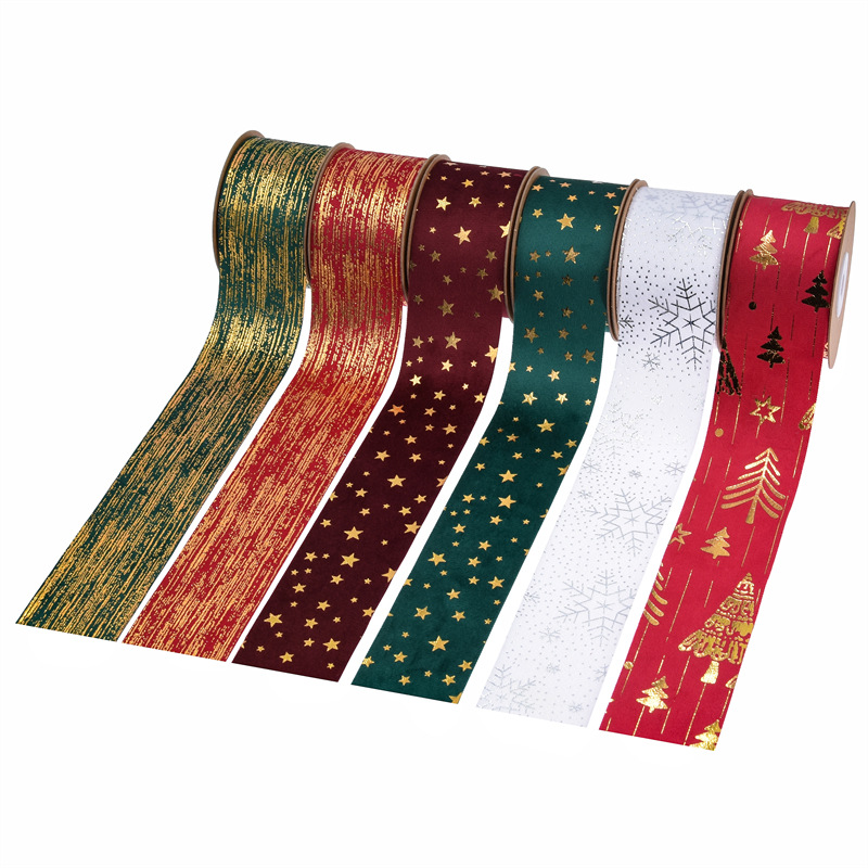 Corte transfronterizo de tela de Navidad coronas de flores navideñas arcos de tela material de embalaje de regalo cinta suave