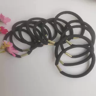 4MM直条八角高弹马仔扣发圈发绳 马仔扣发带 全黑色发圈发饰 饰品
