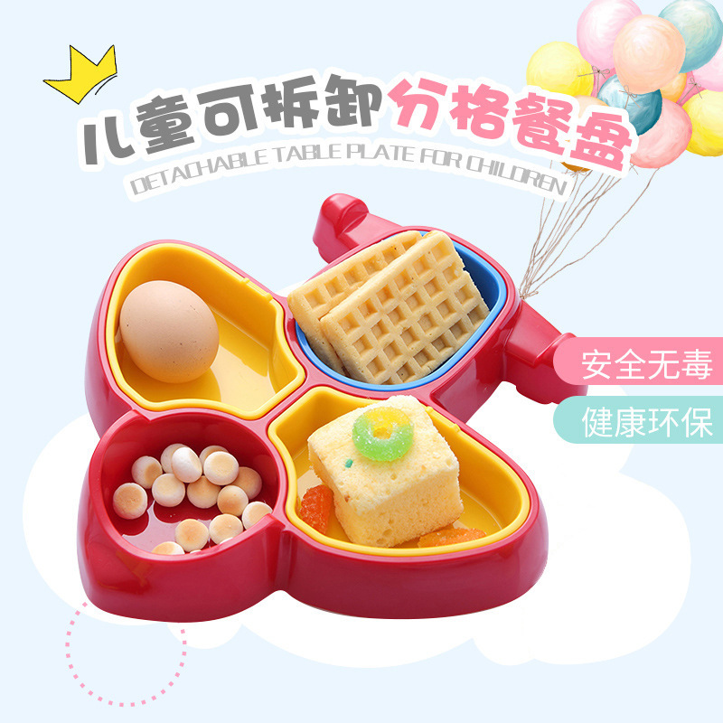 Pizza Hut Children's Dinner Plate Baby Eating Bowl Restaurant Cartoon Household Spoon and Fork Compartment Children's Tableware Set