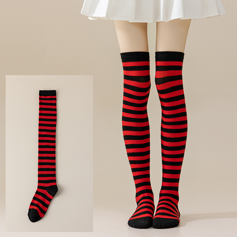 Calcetines Largos Bucaneras a Rayas para Mujer de Poliéster y Spandex, Absorción del Sudor, para Cosplay image 56
