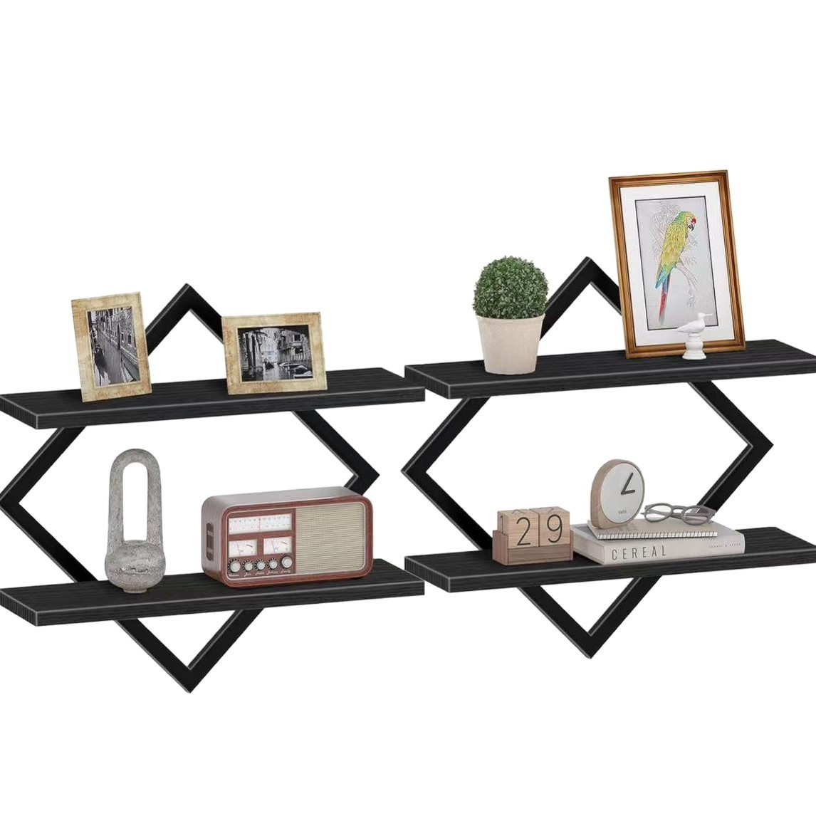 Cross-Border Wooden Wall Storage Rack, Living Room Background Wall Vase Decoration Rack, Home Sundries Storage Wall Shelf