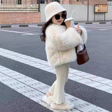 2025新款女童加厚皮草外套  儿童毛毛托卡大衣  宝宝洋气时尚棉衣