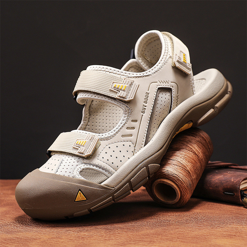 Foreign Trade Export to the United States Genuine Leather Clogs Men's Summer Quick-Drying Outdoor Hiking Wading Shoes Baotou Beach Shoes