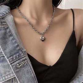 简约ins爱心手链女款朋克嘻哈桃心吊坠日韩小众设计个性百搭项链