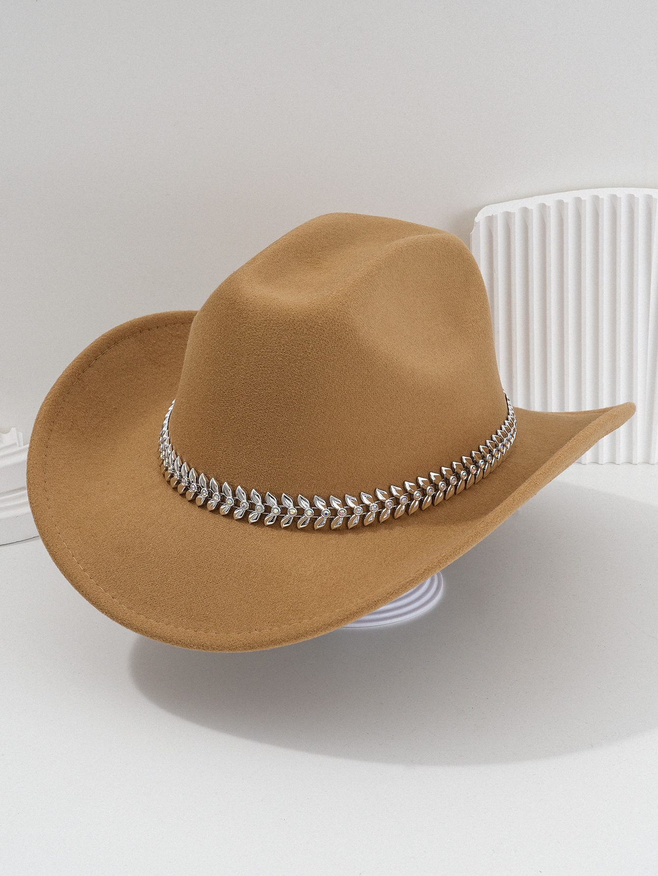 Panama cowboyhatt med 3d-löv rhinestone bälte för fest_voghion.com