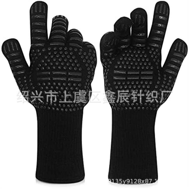 Fabricante 800 grados aramida guantes resistentes a altas temperaturas ignífugo horno de microondas aislamiento térmico horno para hornear guantes de barbacoa-