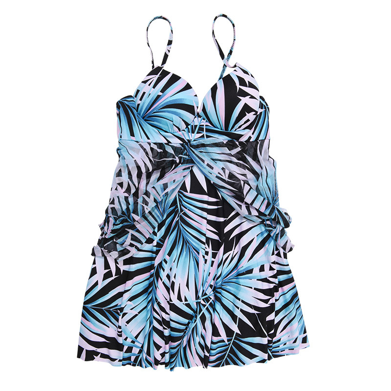 Nuevo traje de baño para mujer, falda de una pieza, impresión conservadora, soporte de acero, recolección, carne, delgado, traje de baño de vacaciones de aguas termales de alta gama