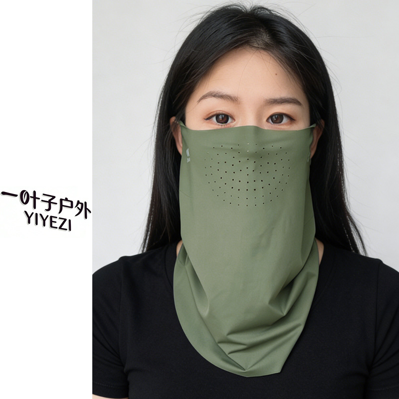 Summer Outdoor Cycling Sunshade Neck Protection Ice Silk Ear-Hanging Mask Uv Protection Cooling Half-Face Neck Cover