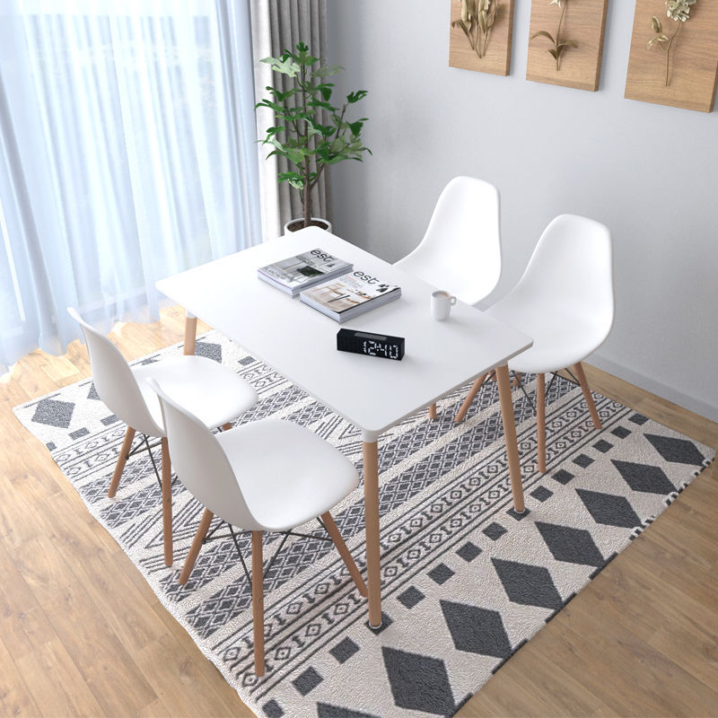 家庭餐桌餐桌椅组合家用现代简约实木长方形4人小户型出租房桌子|ms