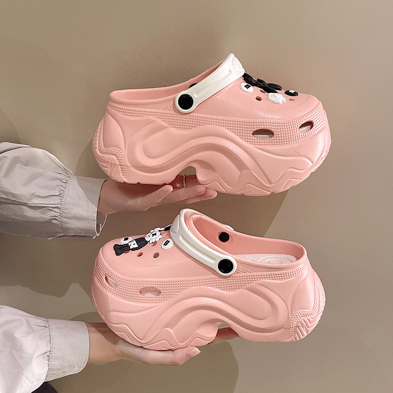 Hole Shoes Women's 10CM Heel Diy Summer Outer Wear Thick Sole Garden Shoes Thick Slippers with Baotou