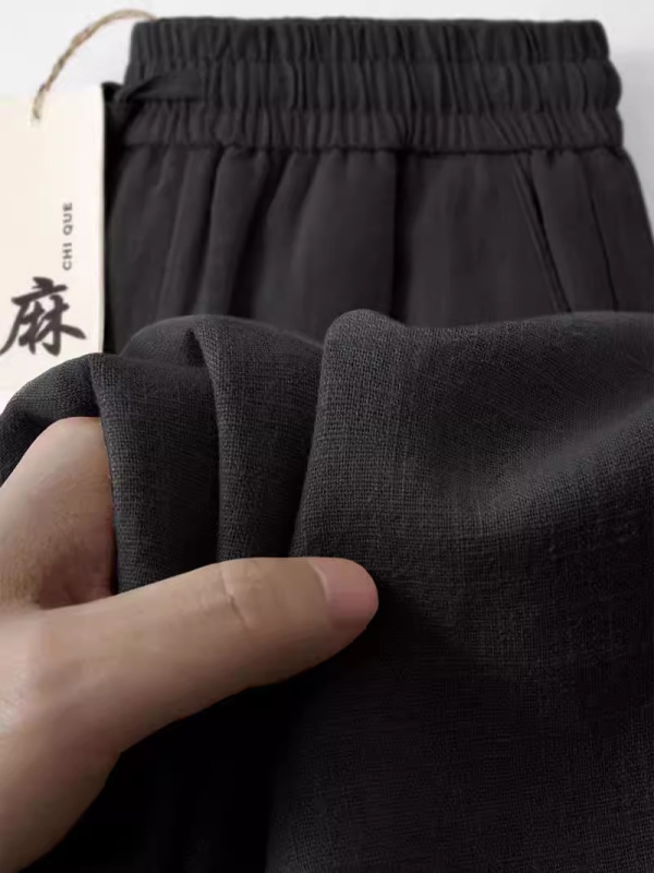 冷たくて気持ちいい！カーキ日本製リネンラミーストレートパンツメンズルーズドレープ通気性カジュアルパンツレディース夏|undefined