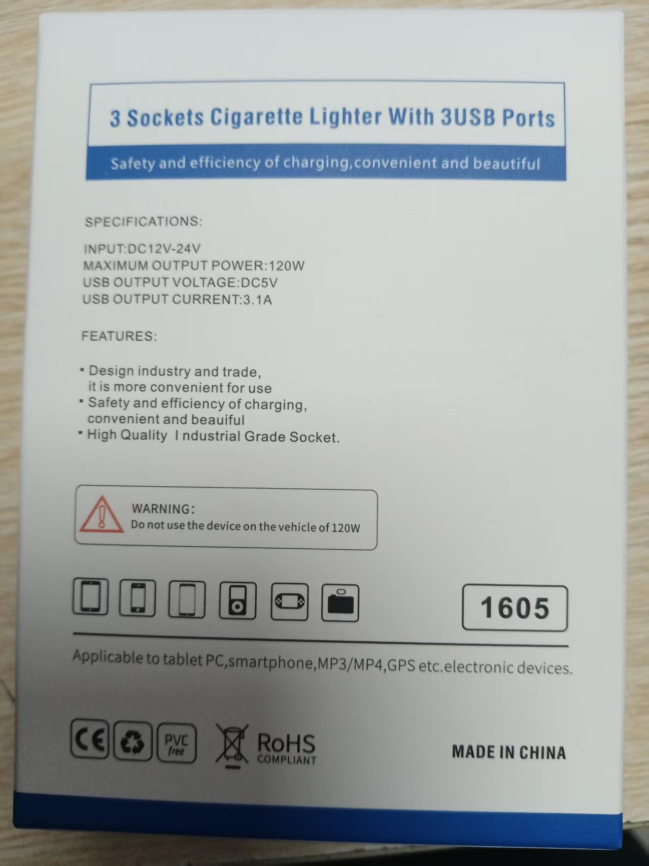 Car Cigarette Lighter Splitter USB Car Charger