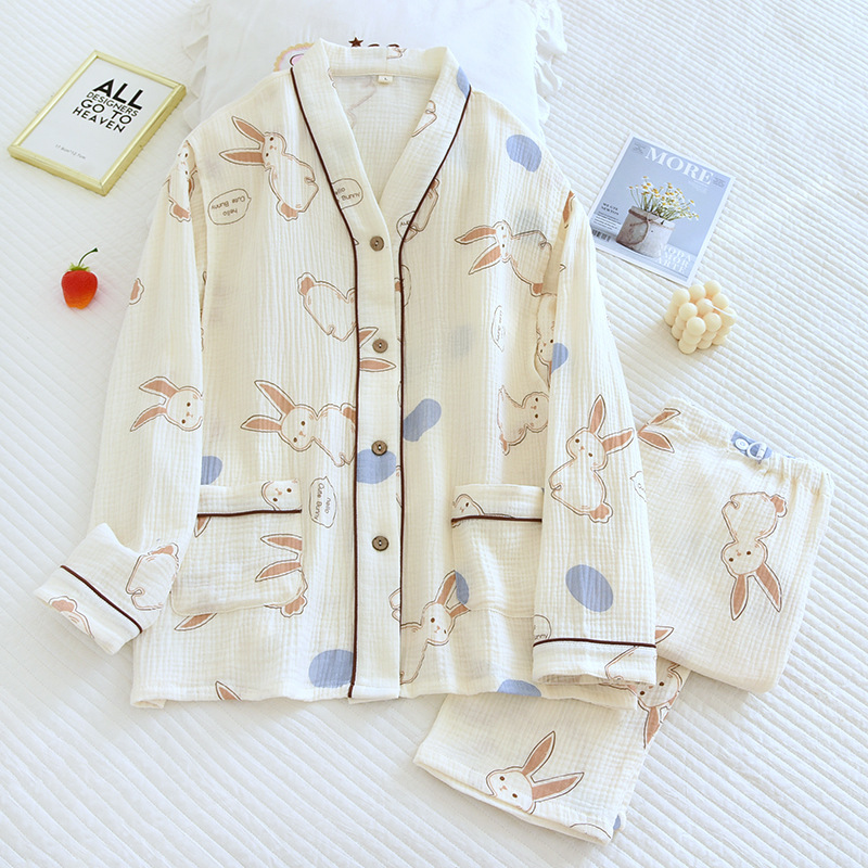 Layering Stone Rabbit Moon Suit Spring and Summer New Crepe Pregnant Women Postpartum Sweat-absorbent Breastfeeding Suit