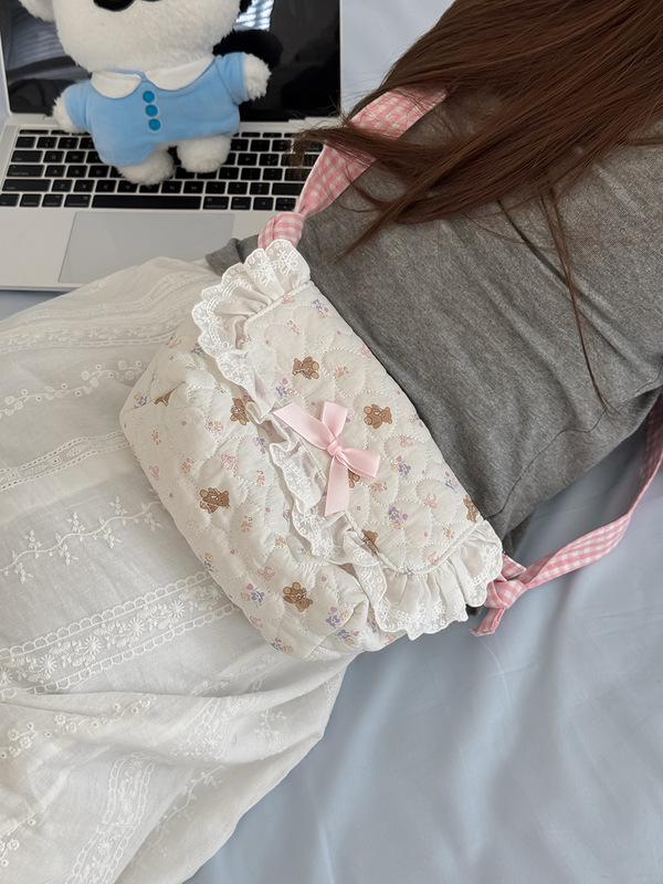 クロスボーダーベア恋人クロスボディバッグかわいいプリント甘くて新鮮なかわいい女の子取り外し可能なショルダーストラップポータブル収納袋|undefined