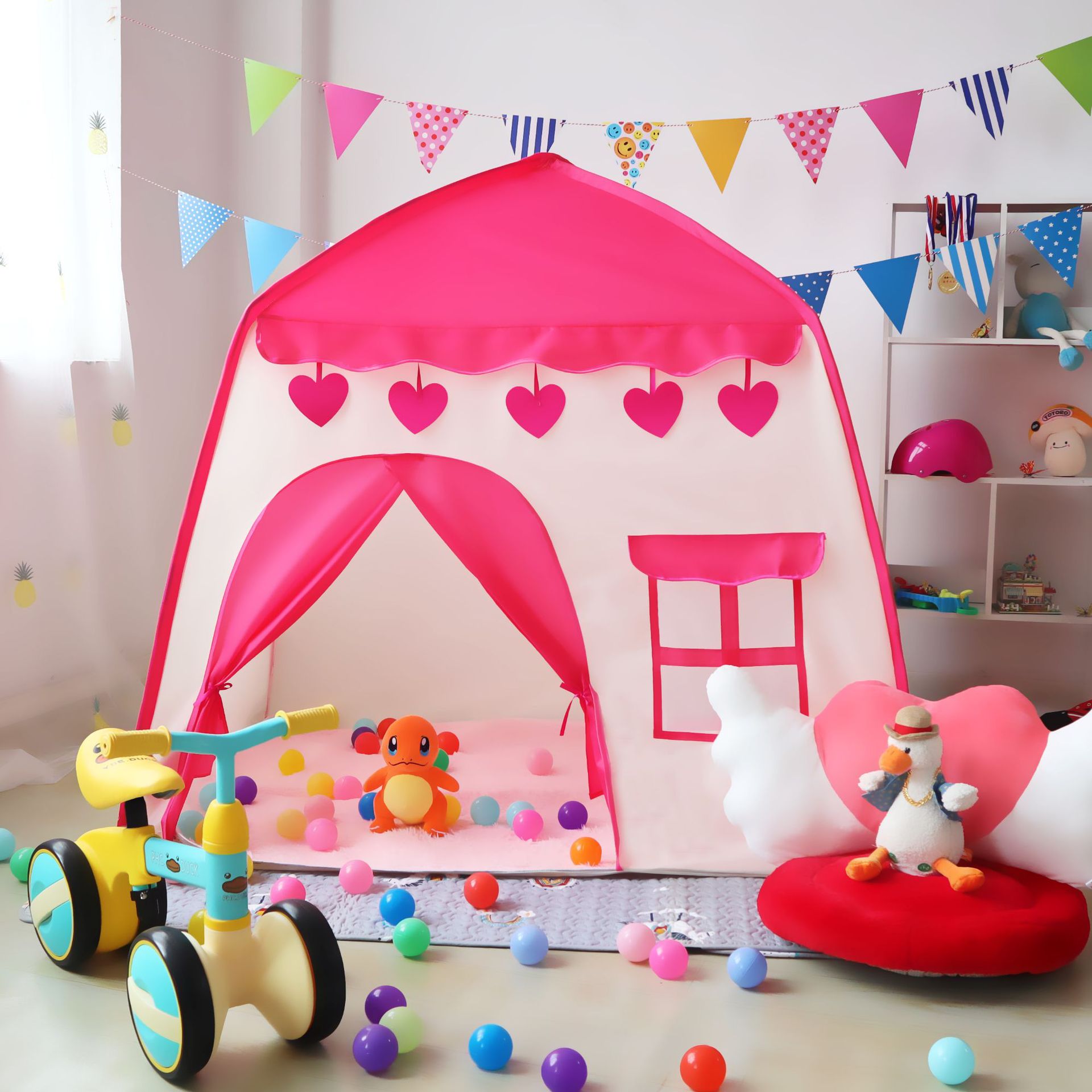 工厂亚马逊新款孩子六一礼物游戏屋玩具收纳屋田园房子儿童帐篷