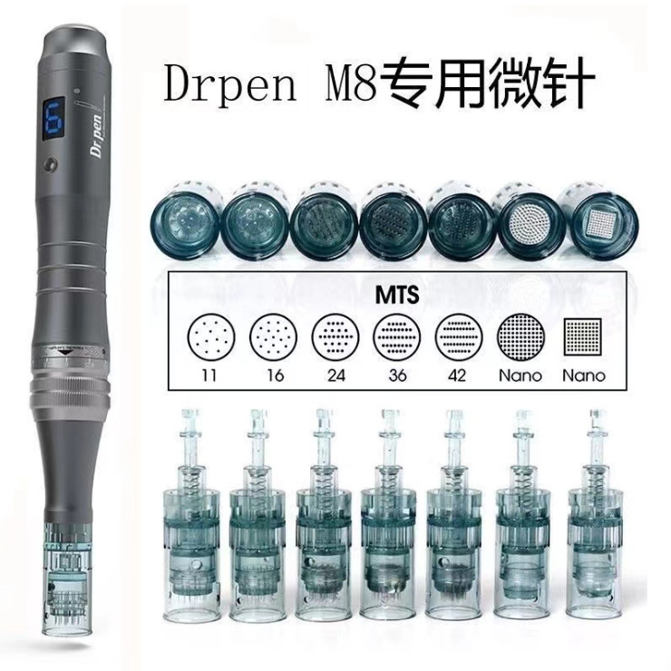 Transfronterizo M8 micro aguja cargada pequeña introducción de pluma negra nano belleza mesoderma agua guía superficial instrumento de lanzadera pluma microcristalina