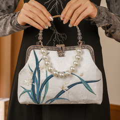 精美繡花手提包  中國風旗袍宴會漢服手提包  珍珠金屬手提包