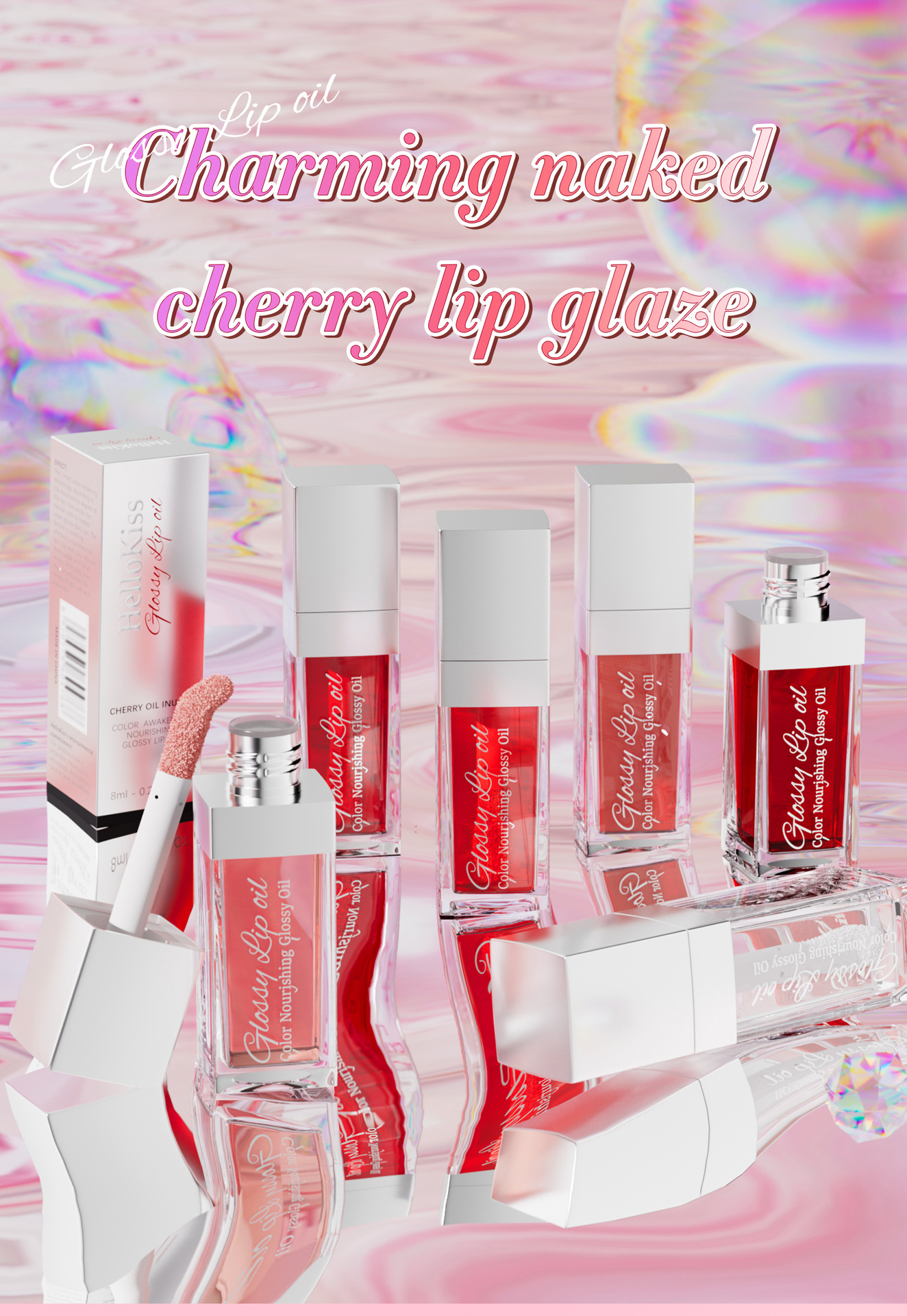 Hellokiss LIP OIL Moisturizing and Nourishing Mirror Water GLOW Lip Lotion Cross-border Makeup details Picture