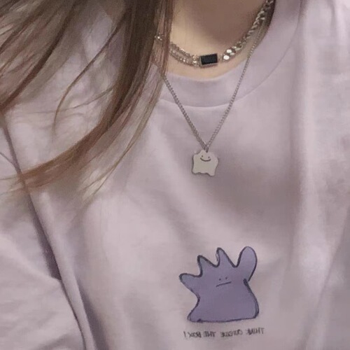 Titanium steel new ghost cloud pendant necklace, Instagram style, personalized cool minimalist style sweater accessory, niche hip-hop accessory.