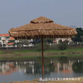 网红户外仿真茅草伞沙滩中柱太阳伞农家乐酒店民宿庭院室外稻草伞