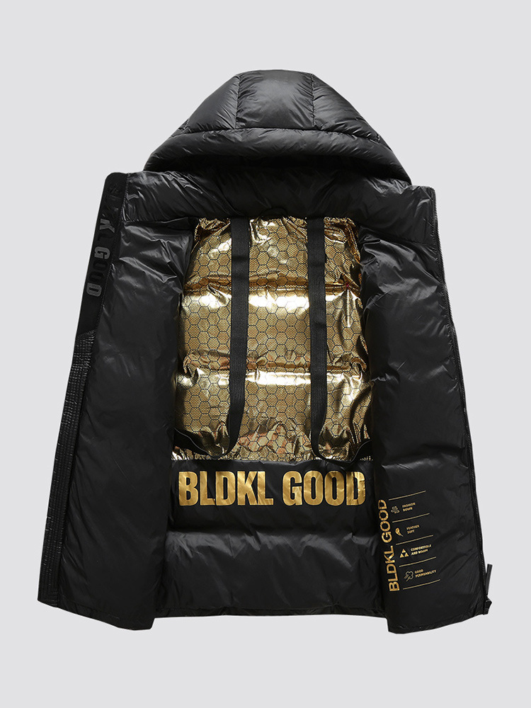 Oro negro de los hombres abajo chaqueta 2023 invierno nuevo estilo coreano moda Internet celebridad caliente superior pareja pato blanco abajo chaqueta