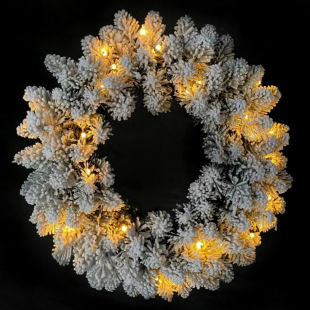 60cm Flocking Christmas Garland Pvc Rattan Ring Shopping Mall Window Christmas Decoration Pendant Wholesale Wall Hanging Decoration
