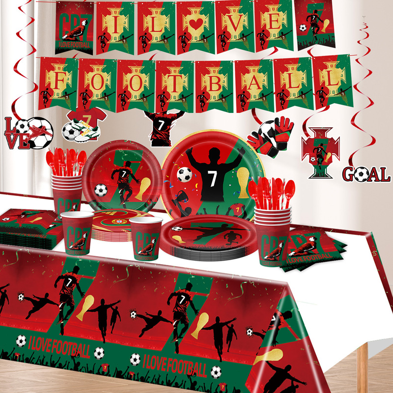 Amazon Spain No. 7 Jersey C. Ronaldo Party Tableware Set Football World Cup Paper Plates Paper Cups Tablecloth Decoration Amazon Spain No. 7 Jersey C. Ronaldo Party Tableware Set Football World Cup Paper Plates Paper Cups Tablecloth Decoration