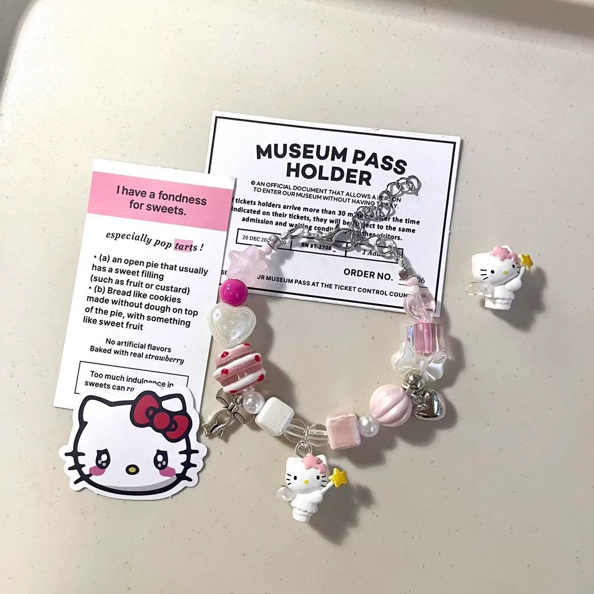 Браслет с бусинами (Hello Kitty) DIY, нежный розовый Angel KT
