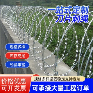 东北刀片刺绳厂家监狱看守所机场院墙防盗防攀爬滚笼刀片刺网定制