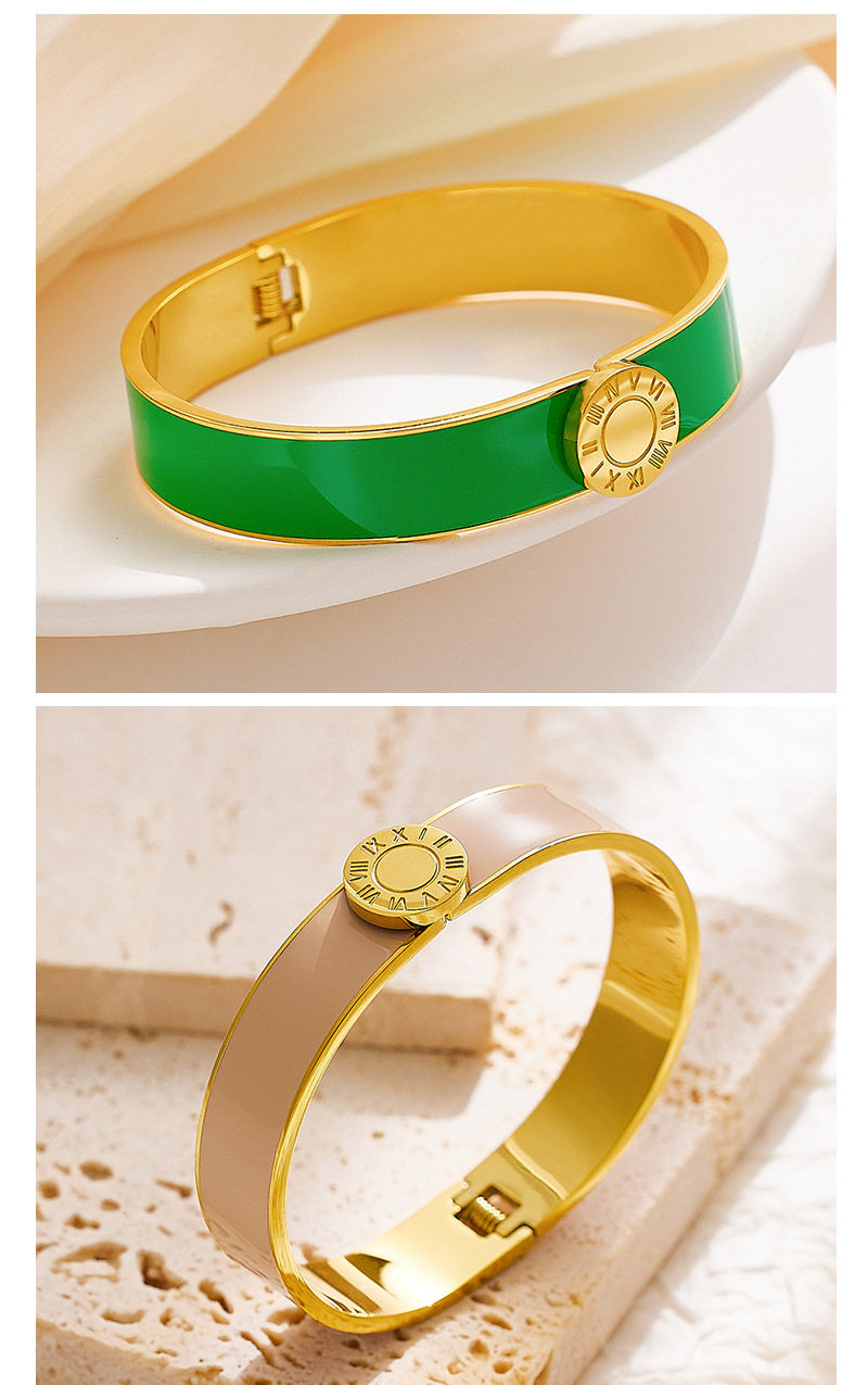 37g Weight Bangle Classification 1 Piece Quantity Retro Roman Style Round Number Titanium Steel Epoxy Bangle
