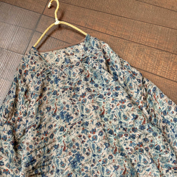 398 数码印花苎麻 夏款宽松汉服设计师款 方领文艺休闲麻衫