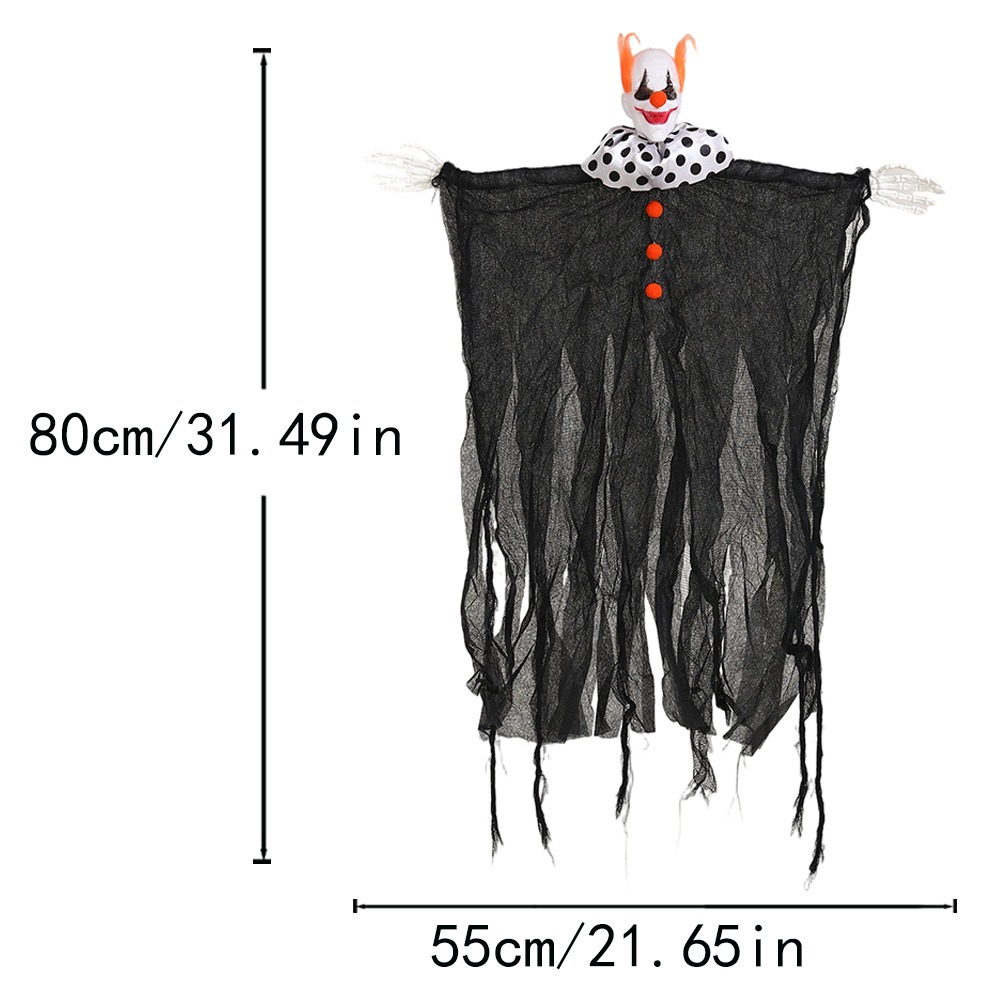 Nuevos accesorios de decoración de Halloween transfronterizos, payaso, calavera, gasa, mueca, fantasma colgante, casa embrujada, decoración de puerta de fiesta