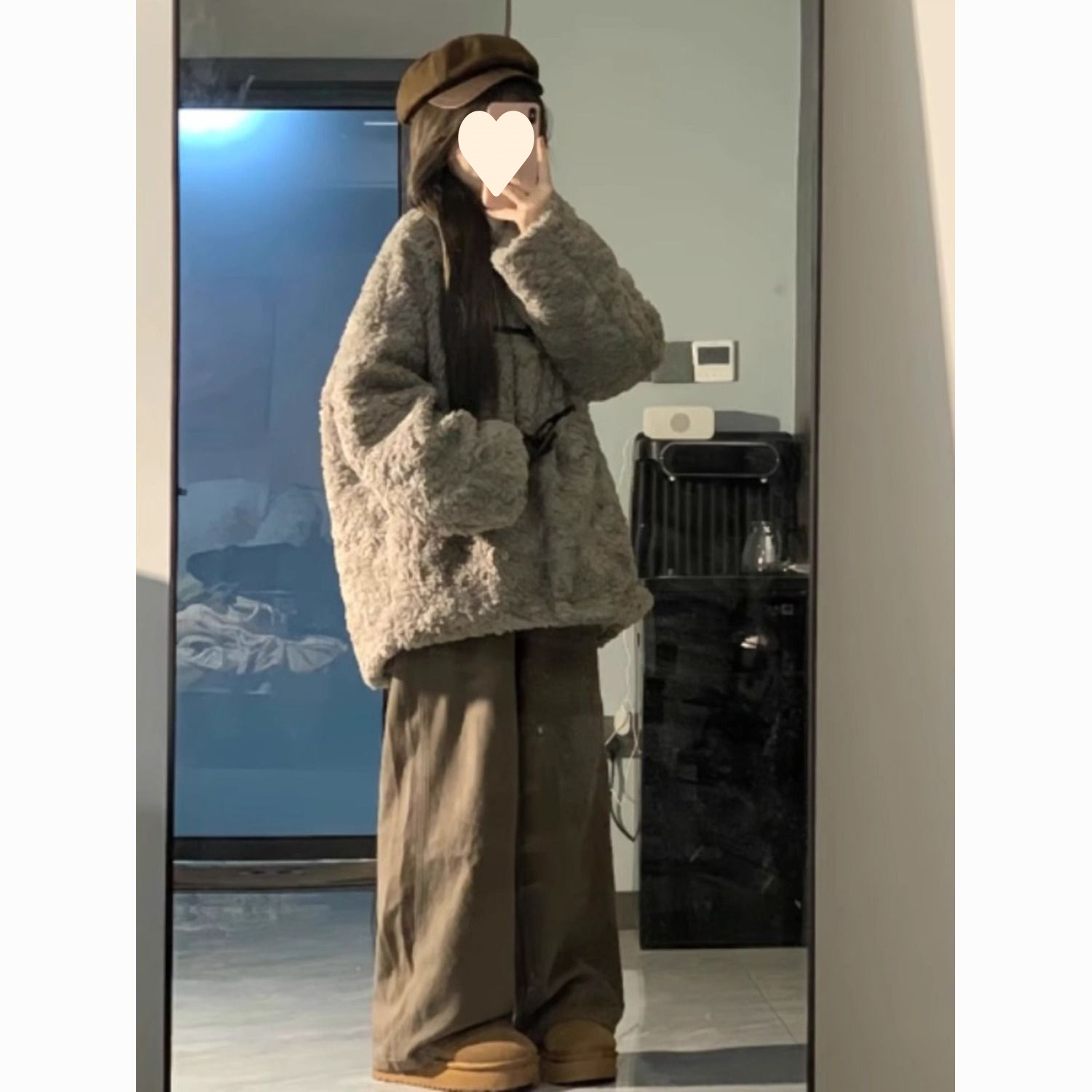 2025冬季新款毛绒外套韩系羊羔毛牛角扣卫衣女INS秋冬加厚棉服