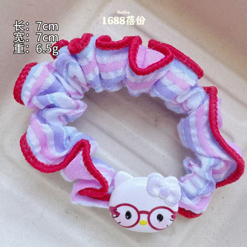可爱眼镜猫咪格子小肠发圈女高弹力橡皮筋低马尾扎发头绳百搭发饰|undefined
