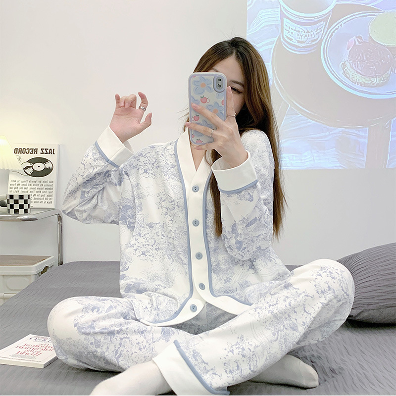 April 202 Spring and Autumn Cotton Postpartum Breastfeeding Clothes April 5 Home Clothes suit Pregnant Women Pajamas 3
