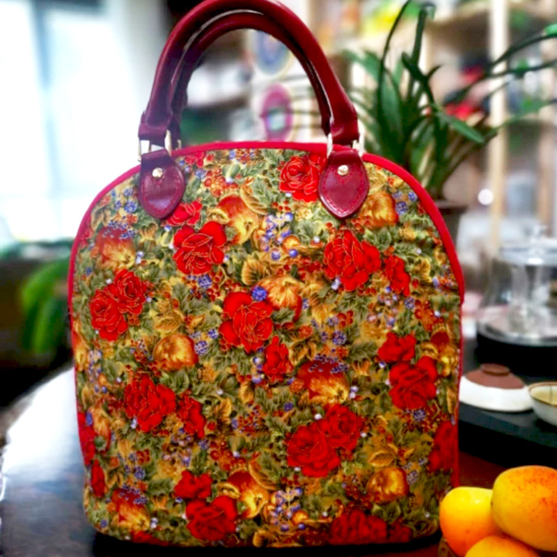 Bolso de mano curvo-Jin rosa caliente (no producto terminado)