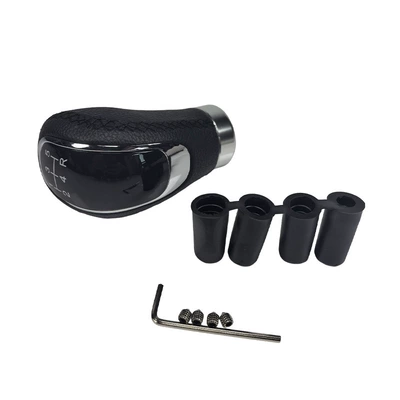 Cross-border wholesale manual transmission universal genuine leather gear knob 5-speed 6-speed modified gear stick universal customized gear knob (Cab and accessories) - 5-speed-black-leather-black-stitching