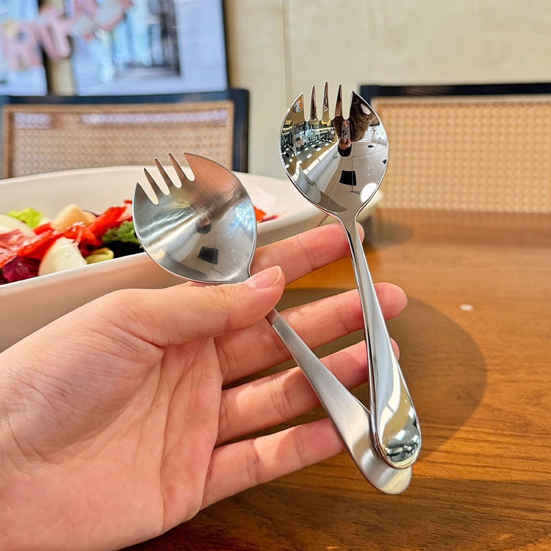 Chockmen18/10 Postre de té de la tarde de acero inoxidable Tenedor Cuchara Cuchara de ostras Cuchara de sandía Cuchara de ensalada Engrosamiento de cabeza grande